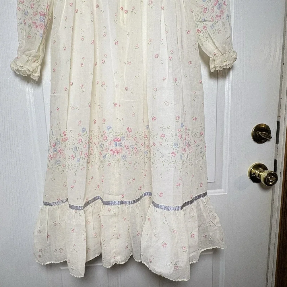 Ruth Of Carolina Dress Sz 5 VTG Lacy Prairie Style Lined Floral L - Picture 9 of 16